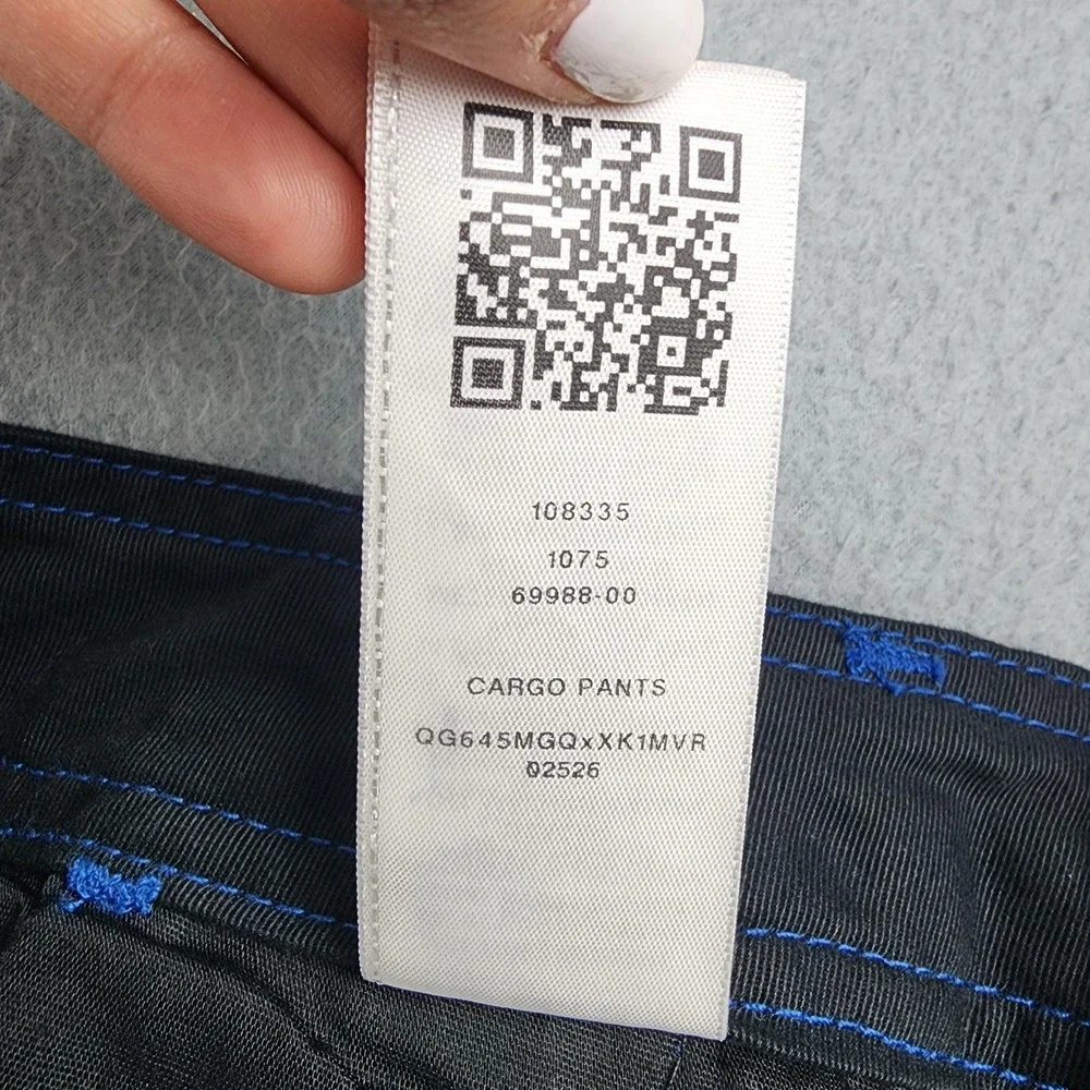 True Religion Cargo Pants Mens 34x31 Black Blue Stitch Canvas Utility Pockets
